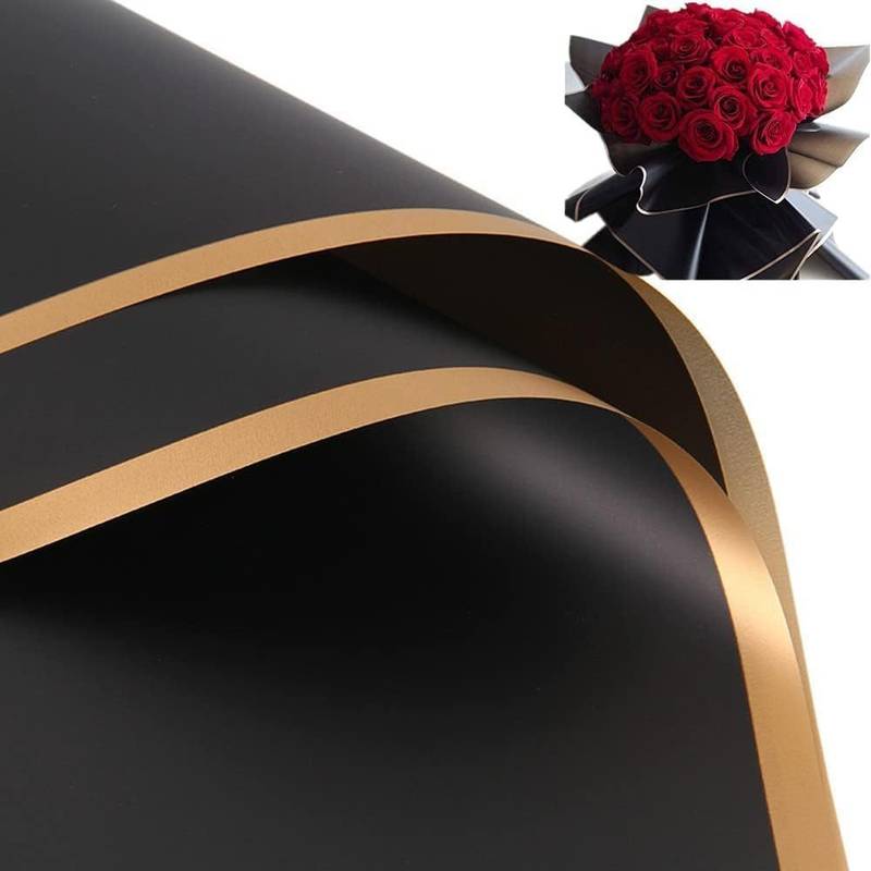Golden Edge Gift Wrap Paper Korean Florist Bouquet Supplies - Temu